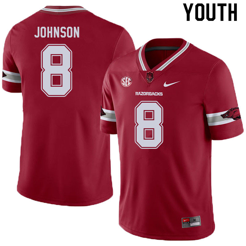 Youth #8 Jayden Johnson Arkansas Razorbacks College Football Jerseys Sale-Alternate Cardinal - Click Image to Close